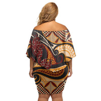 Vintage Samoa Siapo Family Matching Off Shoulder Short Dress and Hawaiian Shirt With Teuila Torch Ginger