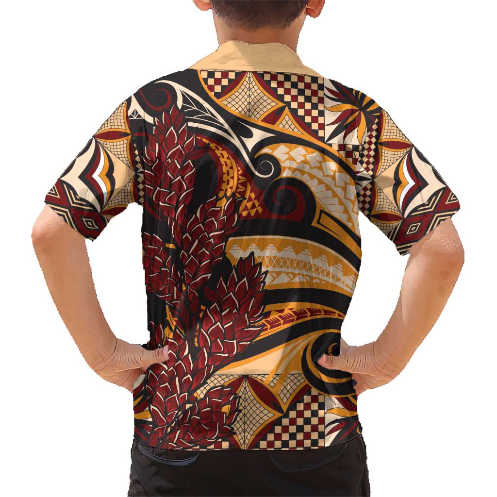 Vintage Samoa Siapo Kid Hawaiian Shirt With Teuila Torch Ginger