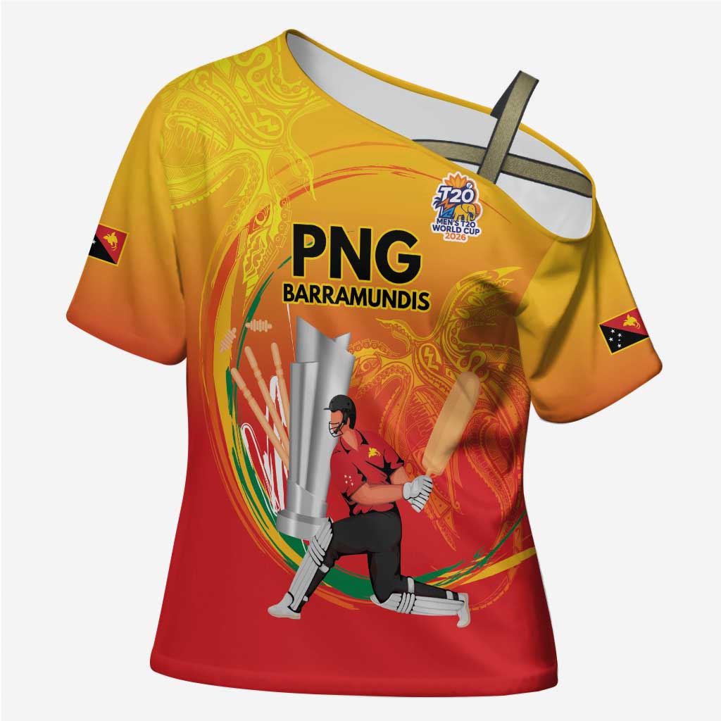 Custom Cricket PNG East Asia-Pacific Cross Shoulder Shirt Papua New Guinea Rise to Power LT9 Female Gold - Polynesian Pride