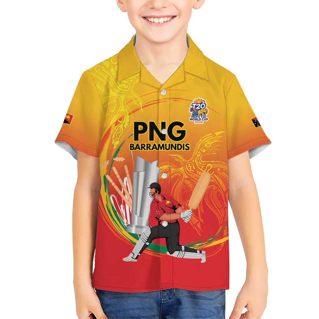 Custom Cricket PNG East Asia-Pacific Kid Hawaiian Shirt Papua New Guinea Rise to Power - Polynesian Pride
