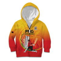 Custom Cricket PNG East Asia-Pacific Kid Hoodie Papua New Guinea Rise to Power LT9 Zip Hoodie Gold - Polynesian Pride
