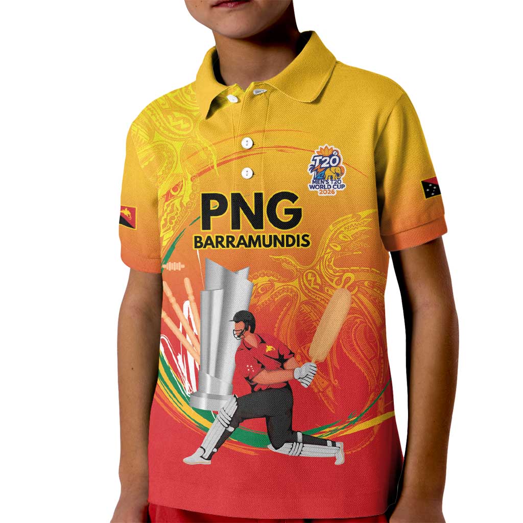 Custom Cricket PNG East Asia-Pacific Kid Polo Shirt Papua New Guinea Rise to Power LT9 Kid Gold - Polynesian Pride