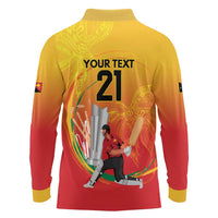 Custom Cricket PNG East Asia-Pacific Long Sleeve Polo Shirt Papua New Guinea Rise to Power LT9 - Polynesian Pride