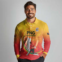 Custom Cricket PNG East Asia-Pacific Long Sleeve Polo Shirt Papua New Guinea Rise to Power LT9 - Polynesian Pride