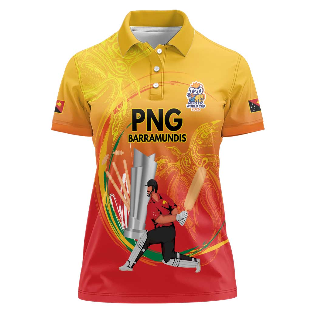 Custom Cricket PNG East Asia-Pacific Women Polo Shirt Papua New Guinea Rise to Power LT9 Female Gold - Polynesian Pride