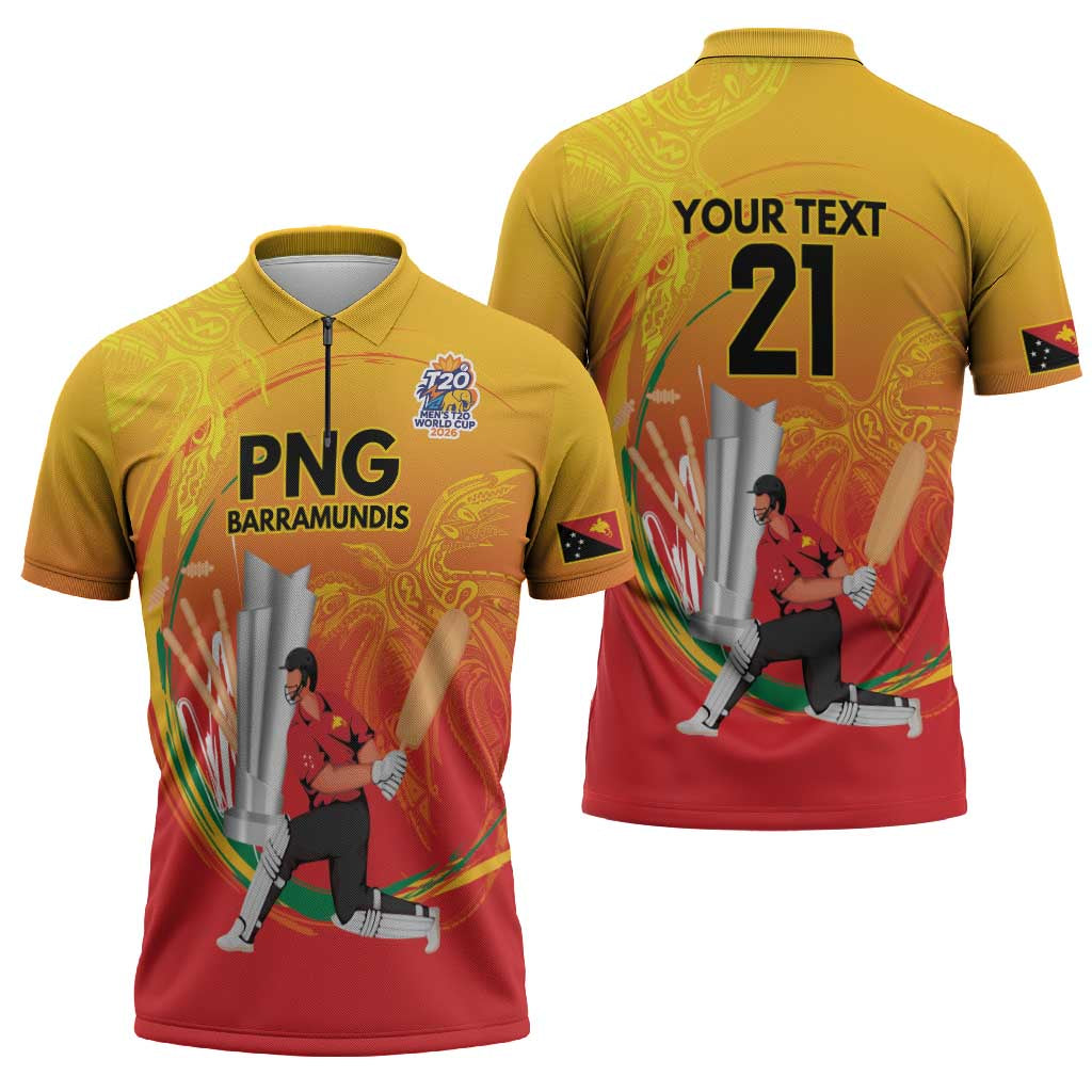 Custom Cricket PNG East Asia-Pacific Zipper Polo Shirt Papua New Guinea Rise to Power LT9 - Polynesian Pride