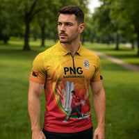 Custom Cricket PNG East Asia-Pacific Zipper Polo Shirt Papua New Guinea Rise to Power LT9 - Polynesian Pride