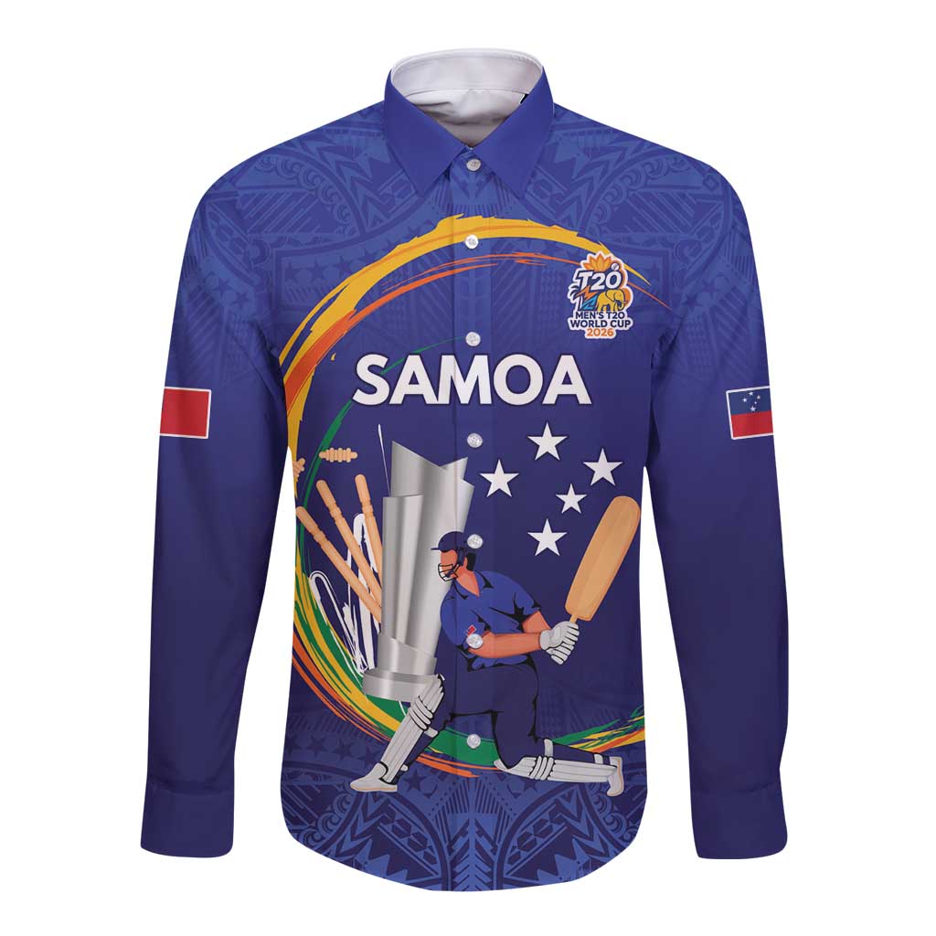 Custom Cricket Samoa East Asia-Pacific Long Sleeve Button Shirt Samoa Storming the Limits - Polynesian Pride