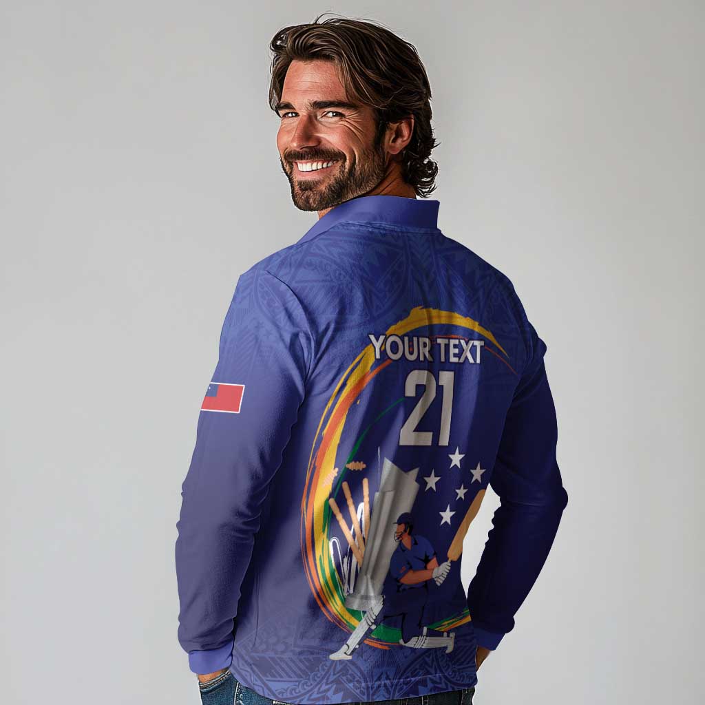 Custom Cricket Samoa East Asia-Pacific Long Sleeve Polo Shirt Samoa Storming the Limits - Polynesian Pride