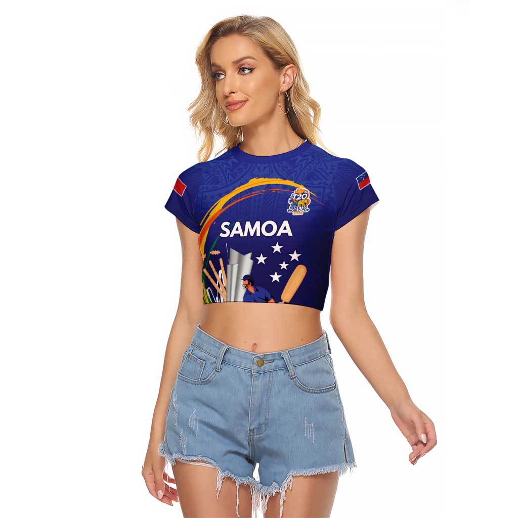Custom Cricket Samoa East Asia-Pacific Raglan Cropped T Shirt Samoa Storming the Limits - Polynesian Pride