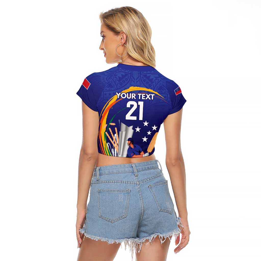 Custom Cricket Samoa East Asia-Pacific Raglan Cropped T Shirt Samoa Storming the Limits - Polynesian Pride