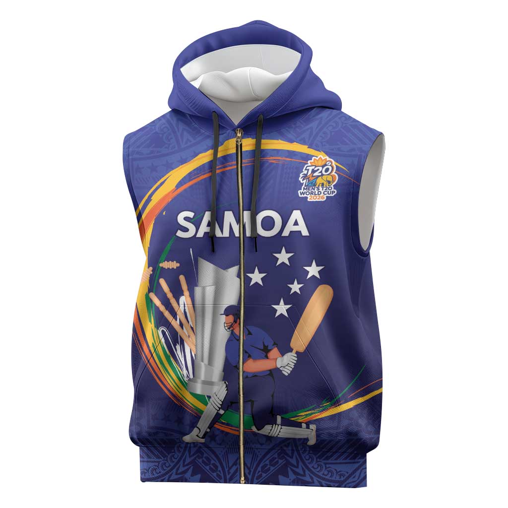Custom Cricket Samoa East Asia-Pacific Sleeveless Zip Hoodie Samoa Storming the Limits - Polynesian Pride