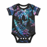Polynesia Ribbon Butterflies Baby Onesie Silver Fern Breast Cancer With Papua Shell Pattern LT9 Black - Polynesian Pride
