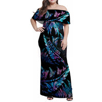 Polynesia Ribbon Butterflies Family Matching Off Shoulder Maxi Dress and Hawaiian Shirt Silver Fern Breast Cancer With Papua Shell Pattern LT9 Dad's Shirt - Long Sleeve Black - Polynesian Pride