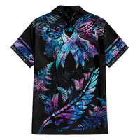 Polynesia Ribbon Butterflies Family Matching Off Shoulder Short Dress and Hawaiian Shirt Silver Fern Breast Cancer With Papua Shell Pattern LT9 - Polynesian Pride