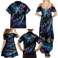 Polynesia Ribbon Butterflies Family Matching Summer Maxi Dress and Hawaiian Shirt Silver Fern Breast Cancer With Papua Shell Pattern LT9 - Polynesian Pride