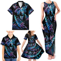 Polynesia Ribbon Butterflies Family Matching Tank Maxi Dress and Hawaiian Shirt Silver Fern Breast Cancer With Papua Shell Pattern LT9 - Polynesian Pride