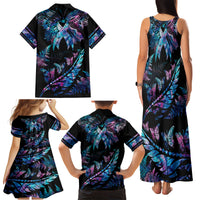 Polynesia Ribbon Butterflies Family Matching Tank Maxi Dress and Hawaiian Shirt Silver Fern Breast Cancer With Papua Shell Pattern LT9 - Polynesian Pride
