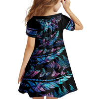 Personalised Polynesia Ribbon Butterflies Family Matching Off Shoulder Short Dress and Hawaiian Shirt Silver Fern Breast Cancer With Papua Shell Pattern LT9 - Polynesian Pride
