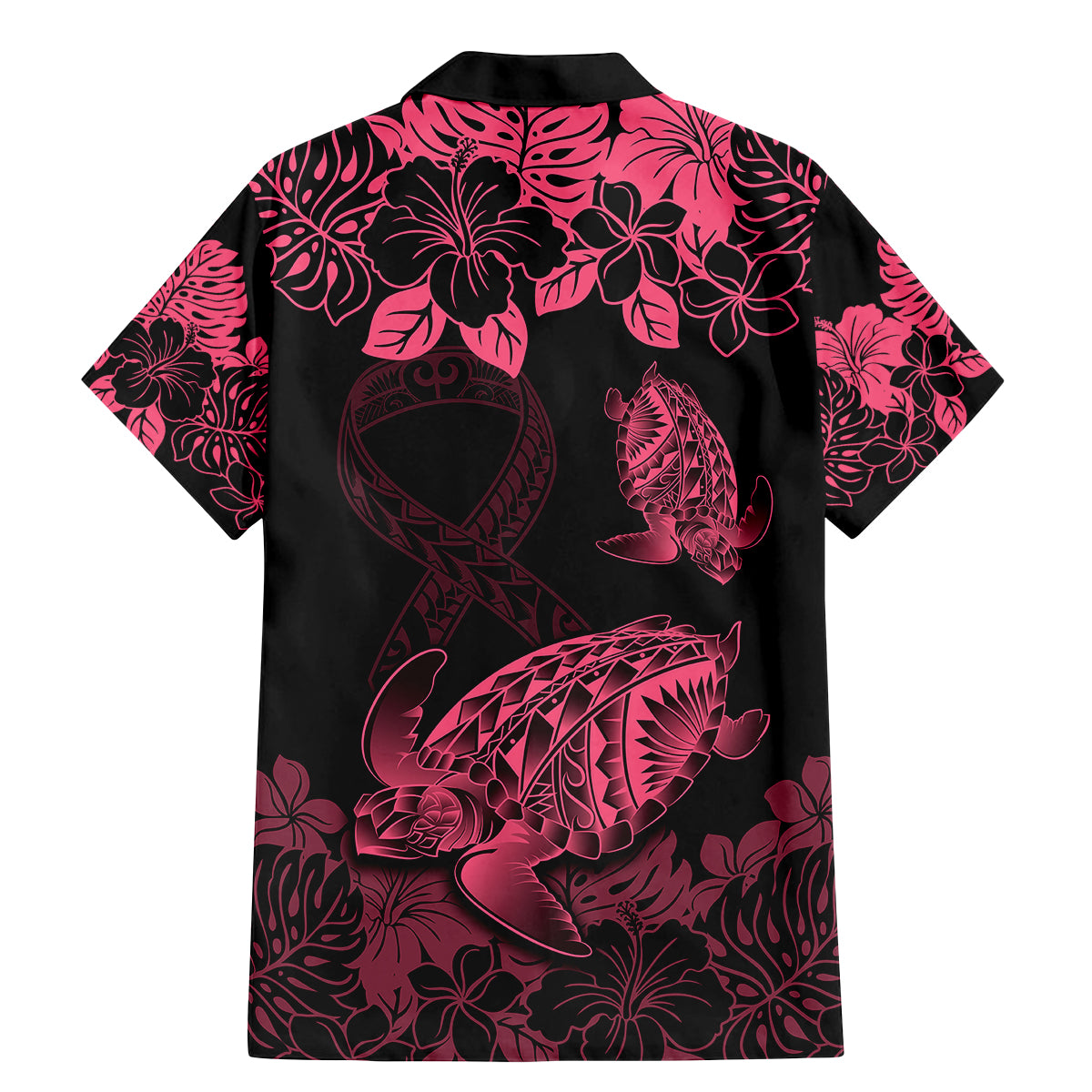 Personalised Polynesian Turtle Ribbon Family Matching Mermaid Dress and Hawaiian Shirt Think Pink Breast Cancer With Pacific Hibiscus LT9 - Polynesian Pride