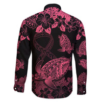 Personalised Polynesian Turtle Ribbon Family Matching Summer Maxi Dress and Hawaiian Shirt Think Pink Breast Cancer With Pacific Hibiscus LT9 - Polynesian Pride