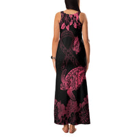 Personalised Polynesian Turtle Ribbon Family Matching Tank Maxi Dress and Hawaiian Shirt Think Pink Breast Cancer With Pacific Hibiscus LT9 - Polynesian Pride