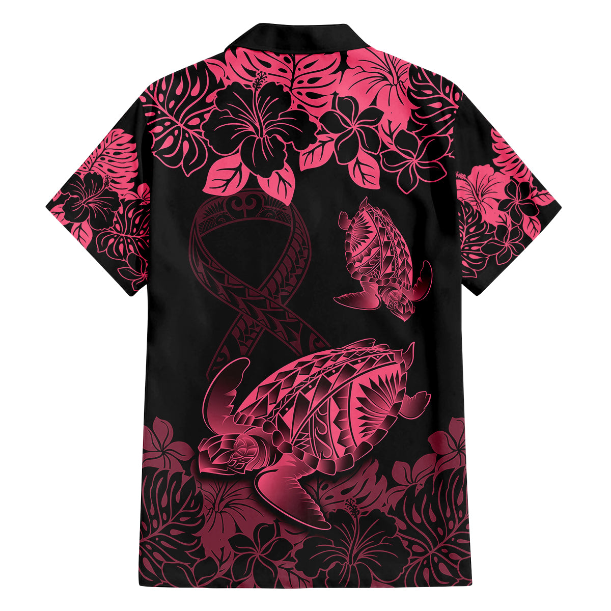 personalised-polynesian-turtle-ribbon-kid-hawaiian-shirt-think-pink-breast-cancer-with-pacific-hibiscus