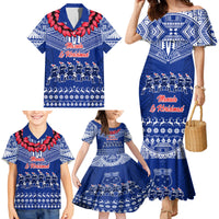 Toa Samoa Christmas Family Matching Mermaid Dress and Hawaiian Shirt Samoa Siva Tau Manuia Le Kerisimasi Blue Vibe LT9 - Polynesian Pride