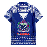Toa Samoa Christmas Family Matching Off Shoulder Long Sleeve Dress and Hawaiian Shirt Samoa Siva Tau Manuia Le Kerisimasi Blue Vibe LT9 - Polynesian Pride