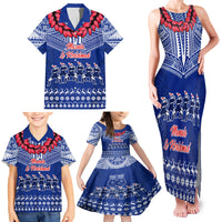Toa Samoa Christmas Family Matching Tank Maxi Dress and Hawaiian Shirt Samoa Siva Tau Manuia Le Kerisimasi Blue Vibe LT9 - Polynesian Pride