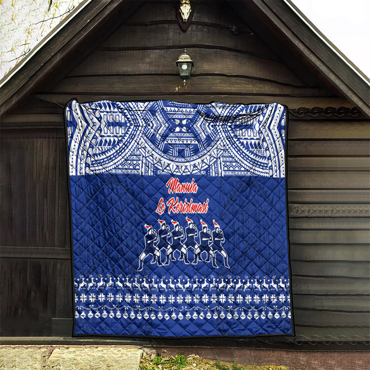 Toa Samoa Christmas Quilt Samoa Siva Tau Manuia Le Kerisimasi Blue Vibe LT9 - Polynesian Pride