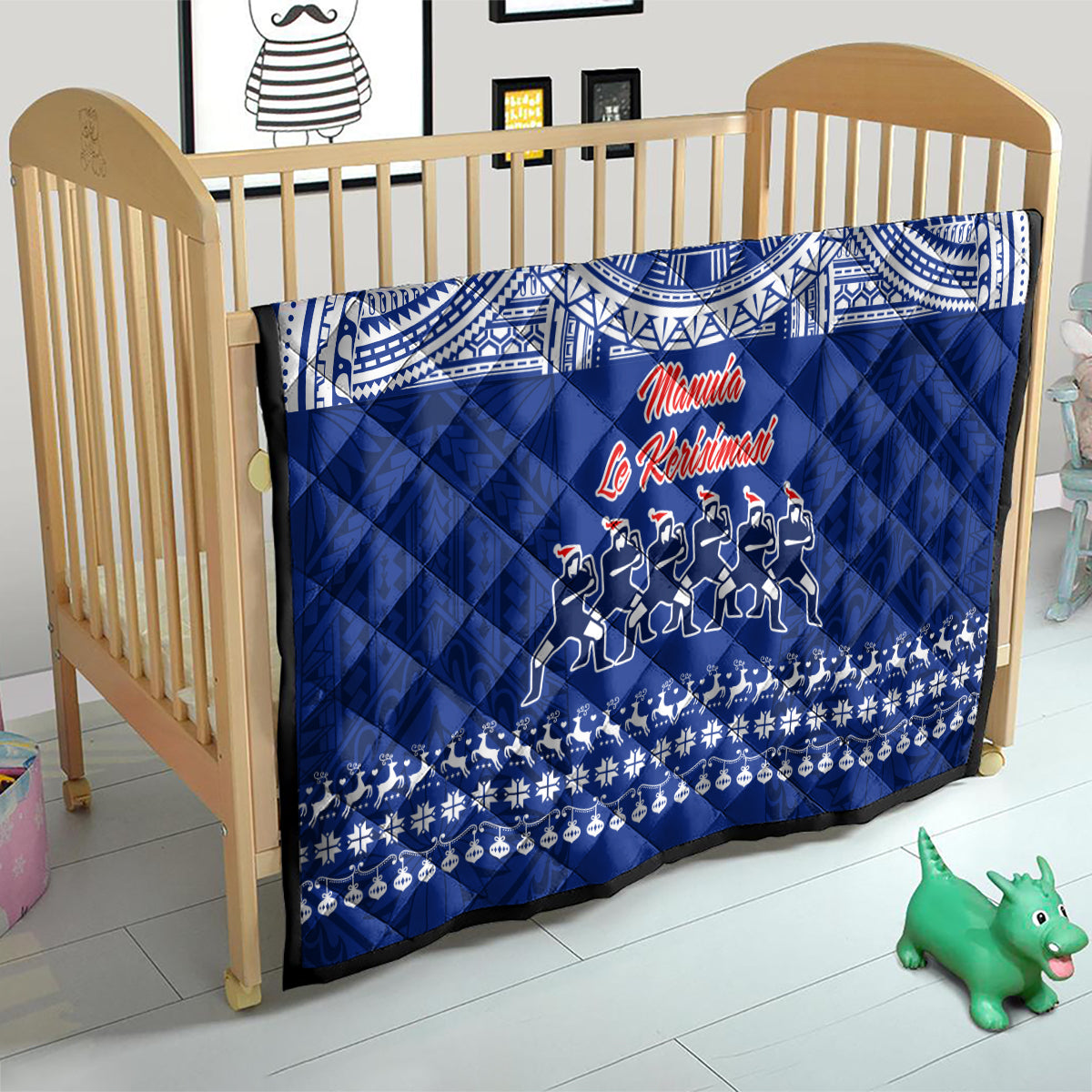 Toa Samoa Christmas Quilt Samoa Siva Tau Manuia Le Kerisimasi Blue Vibe LT9 - Polynesian Pride