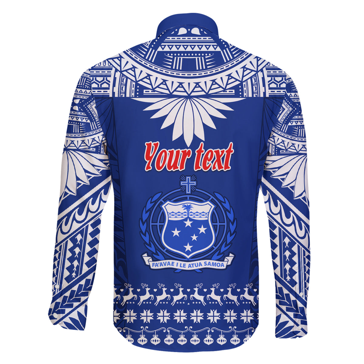 Personalised Toa Samoa Christmas Family Matching Off Shoulder Maxi Dress and Hawaiian Shirt Samoa Siva Tau Manuia Le Kerisimasi Blue Vibe LT9 - Polynesian Pride