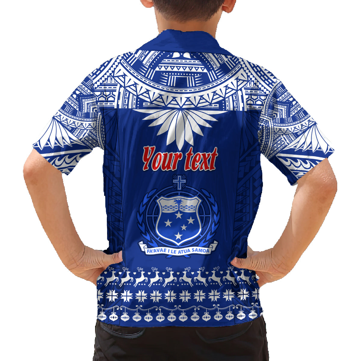 Personalised Toa Samoa Christmas Family Matching Tank Maxi Dress and Hawaiian Shirt Samoa Siva Tau Manuia Le Kerisimasi Blue Vibe LT9 - Polynesian Pride