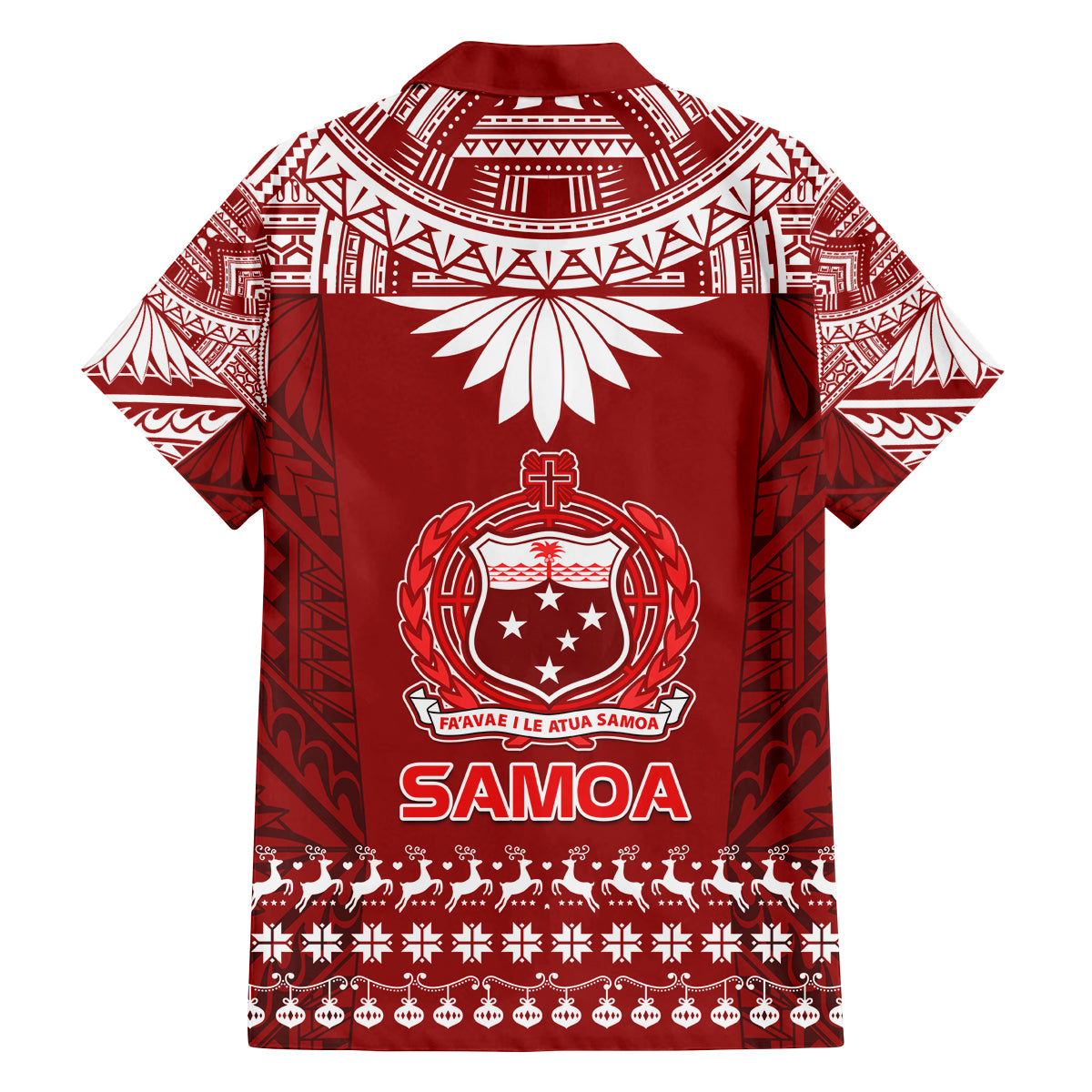 Toa Samoa Christmas Family Matching Off Shoulder Long Sleeve Dress and Hawaiian Shirt Samoa Siva Tau Manuia Le Kerisimasi Red Vibe LT9 - Polynesian Pride