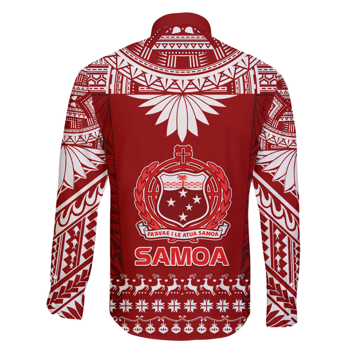 Toa Samoa Christmas Family Matching Off Shoulder Long Sleeve Dress and Hawaiian Shirt Samoa Siva Tau Manuia Le Kerisimasi Red Vibe LT9 - Polynesian Pride