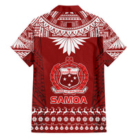 Toa Samoa Christmas Family Matching Off Shoulder Short Dress and Hawaiian Shirt Samoa Siva Tau Manuia Le Kerisimasi Red Vibe LT9 - Polynesian Pride