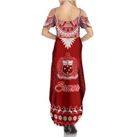 Toa Samoa Christmas Family Matching Summer Maxi Dress and Hawaiian Shirt Samoa Siva Tau Manuia Le Kerisimasi Red Vibe LT9 - Polynesian Pride
