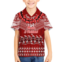 Toa Samoa Christmas Family Matching Summer Maxi Dress and Hawaiian Shirt Samoa Siva Tau Manuia Le Kerisimasi Red Vibe LT9 Son's Shirt Red - Polynesian Pride