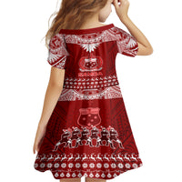 Toa Samoa Christmas Kid Short Sleeve Dress Samoa Siva Tau Manuia Le Kerisimasi Red Vibe LT9 - Polynesian Pride