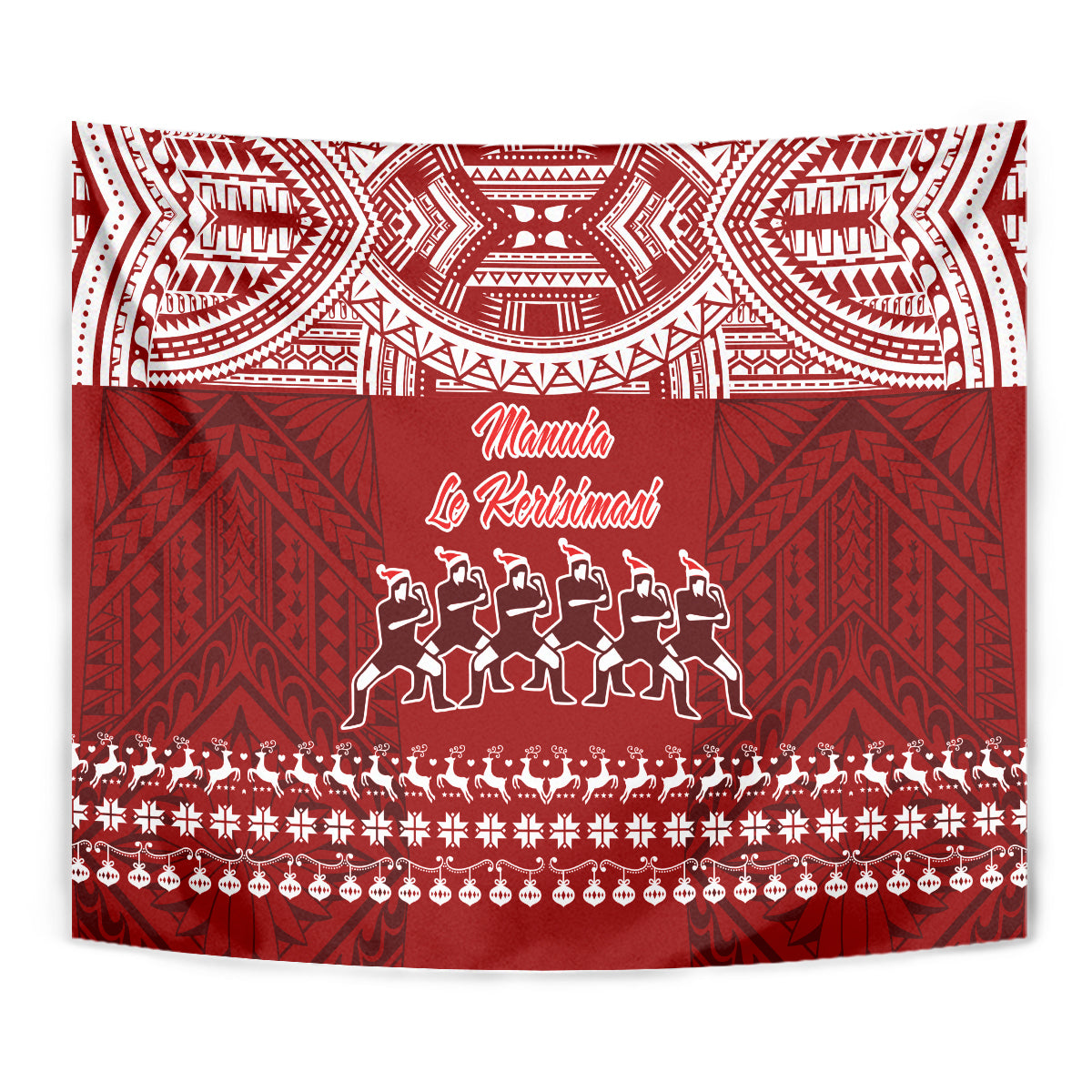 Toa Samoa Christmas Tapestry Samoa Siva Tau Manuia Le Kerisimasi Red Vibe LT9 - Polynesian Pride