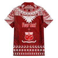 Personalised Toa Samoa Christmas Family Matching Off Shoulder Long Sleeve Dress and Hawaiian Shirt Samoa Siva Tau Manuia Le Kerisimasi Red Vibe LT9 - Polynesian Pride