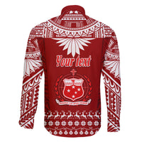 Personalised Toa Samoa Christmas Family Matching Off Shoulder Short Dress and Hawaiian Shirt Samoa Siva Tau Manuia Le Kerisimasi Red Vibe LT9 - Polynesian Pride
