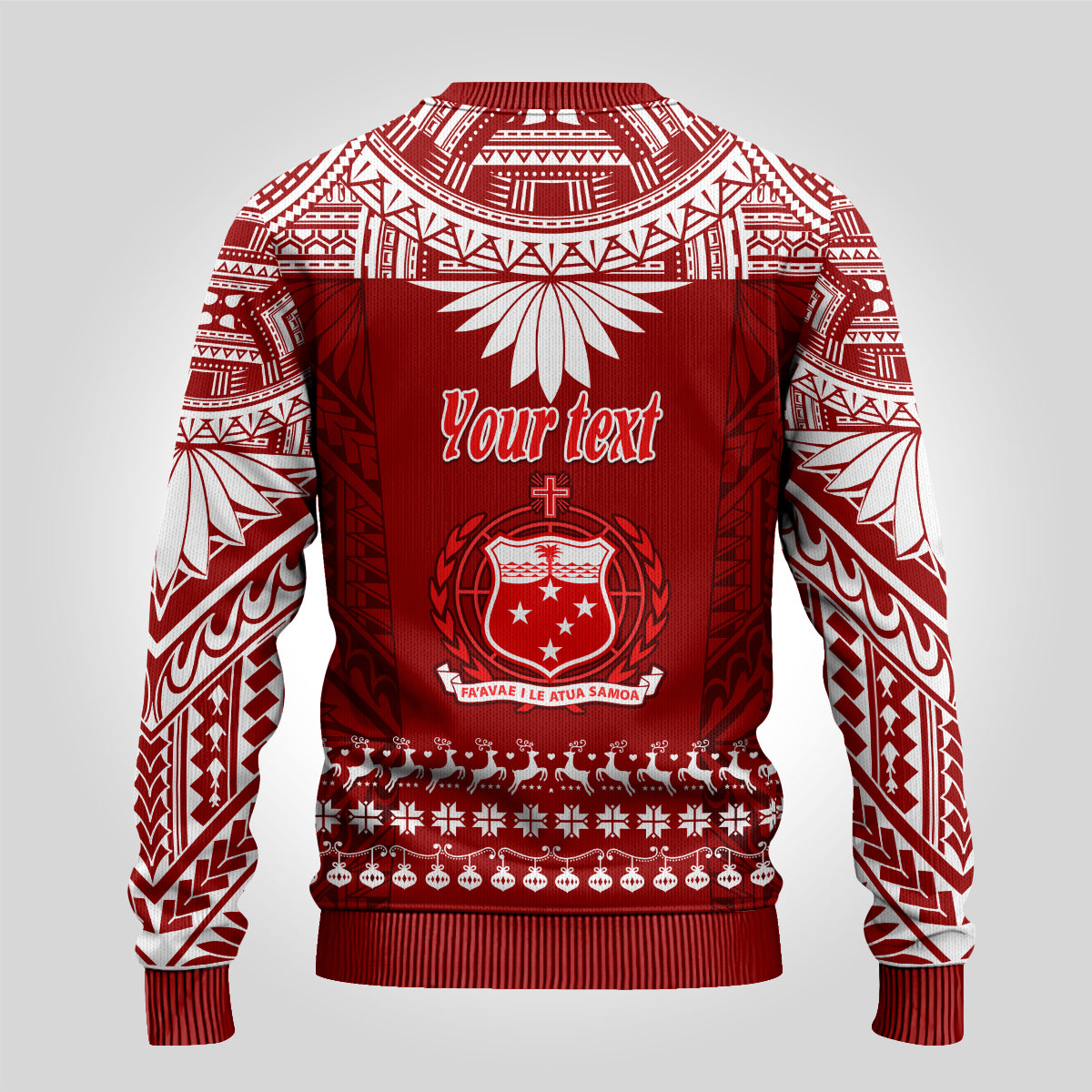 Personalised Toa Samoa Christmas Ugly Christmas Sweater Samoa Siva Tau Manuia Le Kerisimasi Red Vibe LT9 - Polynesian Pride