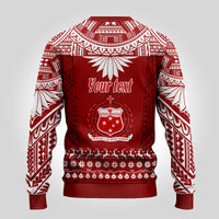 Personalised Toa Samoa Christmas Ugly Christmas Sweater Samoa Siva Tau Manuia Le Kerisimasi Red Vibe LT9 - Polynesian Pride