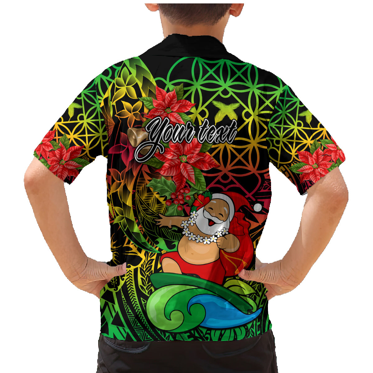 Personalised Vanuatu Joyeux Noel Family Matching Mermaid Dress and Hawaiian Shirt Christmas Santas God Yumi LT9 - Polynesian Pride