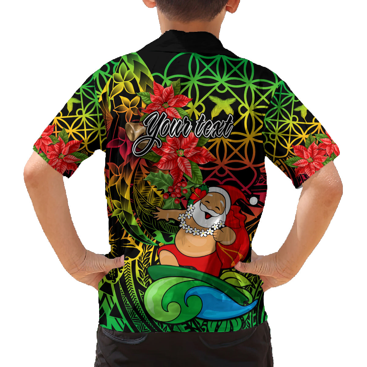 Personalised Vanuatu Joyeux Noel Family Matching Tank Maxi Dress and Hawaiian Shirt Christmas Santas God Yumi LT9 - Polynesian Pride
