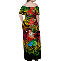 Personalised Vanuatu Joyeux Noel Off Shoulder Maxi Dress Christmas Santas God Yumi LT9 - Polynesian Pride