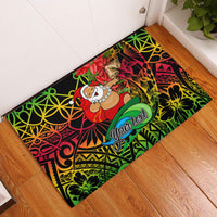 Personalised Vanuatu Joyeux Noel Rubber Doormat Christmas Santas God Yumi LT9 Reggae - Polynesian Pride