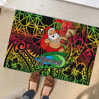 Personalised Vanuatu Joyeux Noel Rubber Doormat Christmas Santas God Yumi LT9 - Polynesian Pride